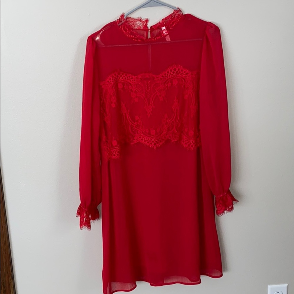 Red Lace Detailed Dress
